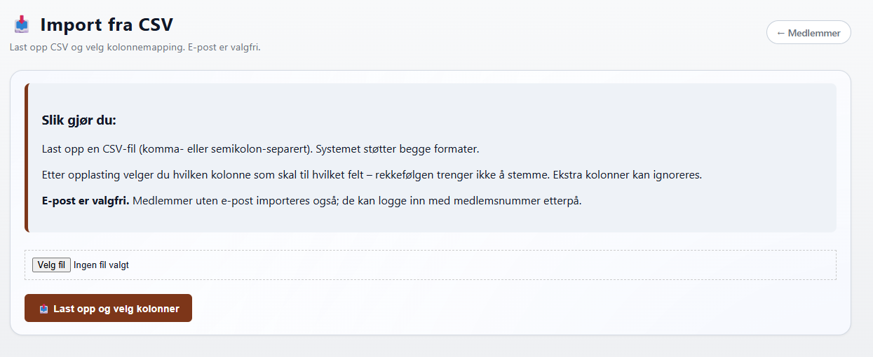 Importer fra tidligere system